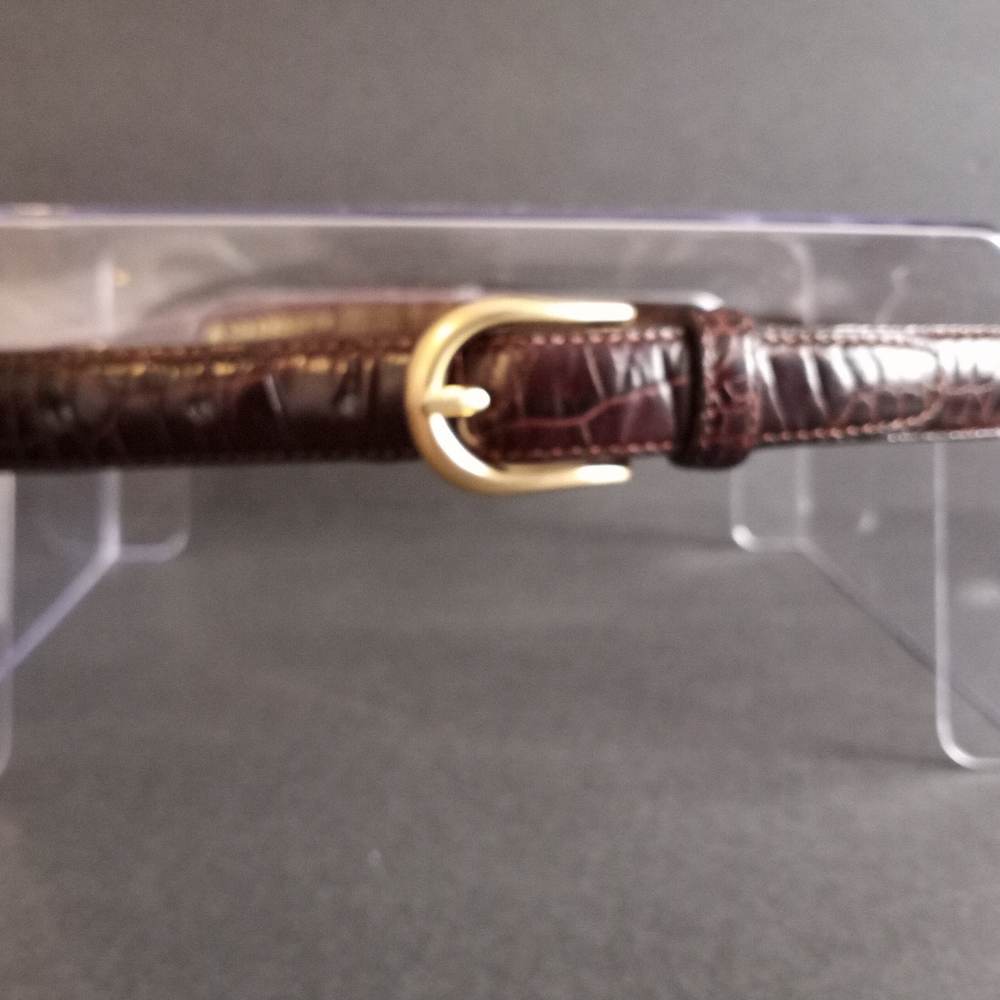 Liz Claiborne Brown Leather Print Belt- Lg